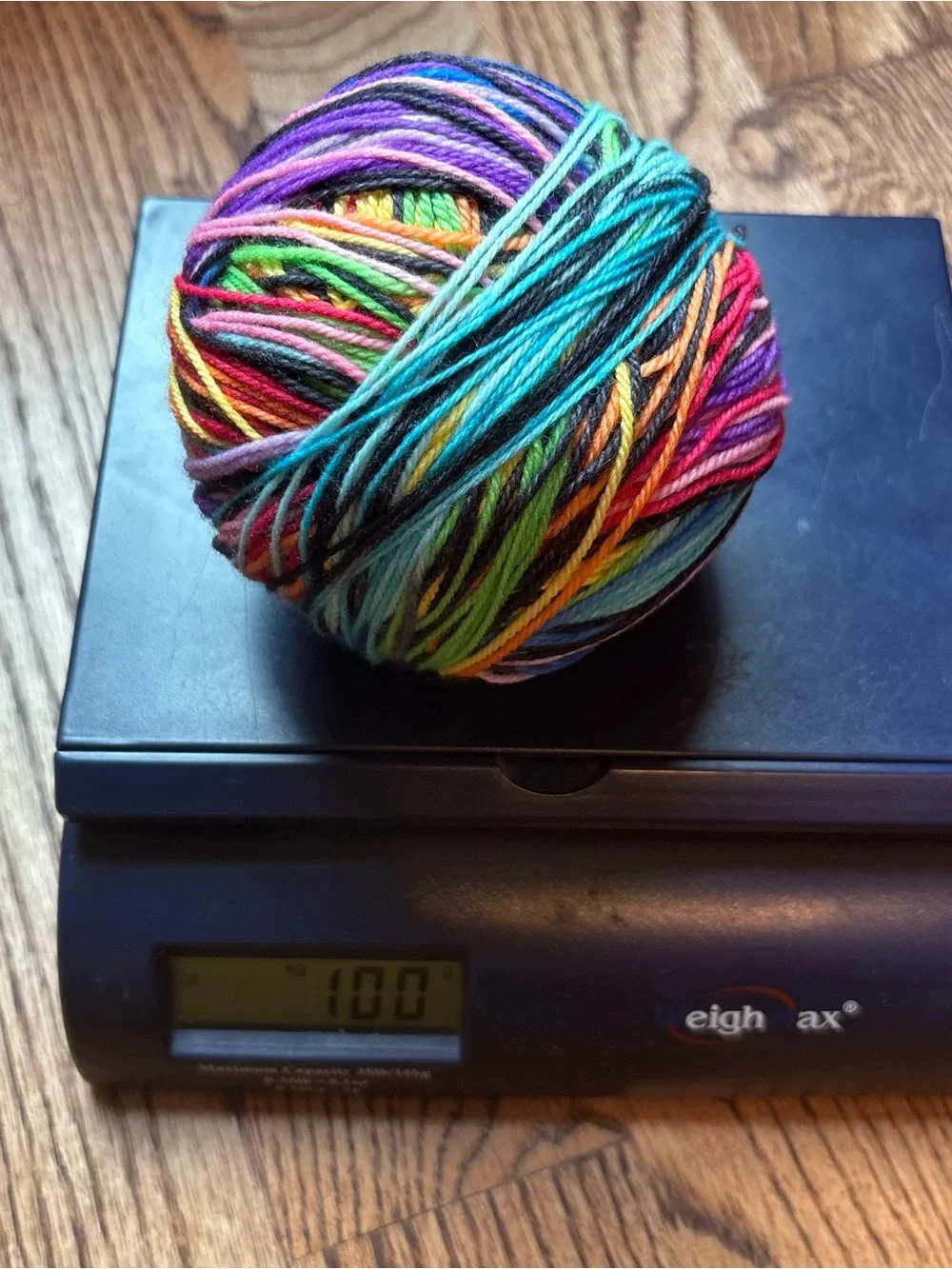 Yarn Fingering Weight Sock 100g Rainbow Multicolor Wool Blend Knit Hand Dyed